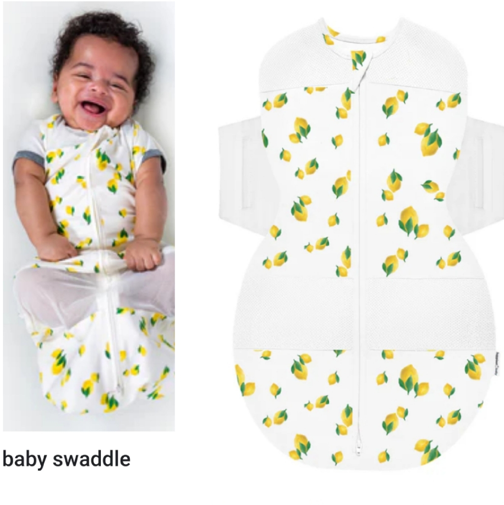 Happiest Baby Sleepea Organic 5-Second Swaddle Sz M 2-4 Month Ivory Lemon Unisex